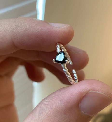 Sterling Silver Black Zirconia Twist Ring