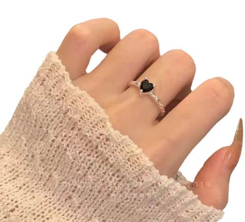 Sterling Silver Black Zirconia Twist Ring