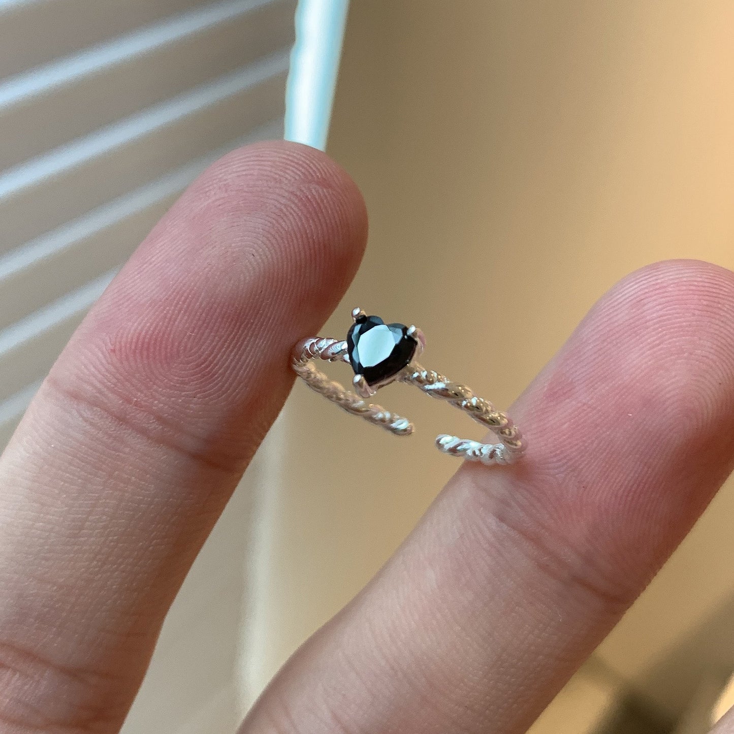Sterling Silver Black Zirconia Twist Ring