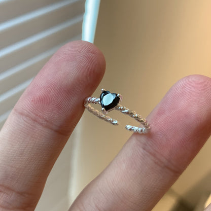 Sterling Silver Black Zirconia Twist Ring