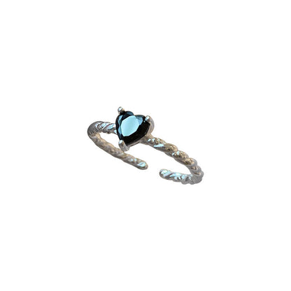 Sterling Silver Black Zirconia Twist Ring